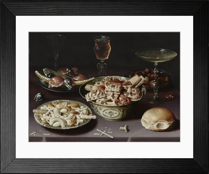 Framed Print : Still life with sweets, chestnuts and a bread roll. Artist: Beert, Osias, the Elder (ca. 1580-1624) Framed Print : Still life with sweets, chestnuts and a bread roll. Artist: Beert, Osias, the Elder (ca. 1580-1624)