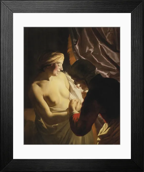 Framed Print : The Flea Hunt, c. 1620. Artist: Honthorst, Gerrit, van (1590-1656) Framed Print : The Flea Hunt, c. 1620. Artist: Honthorst, Gerrit, van (1590-1656)