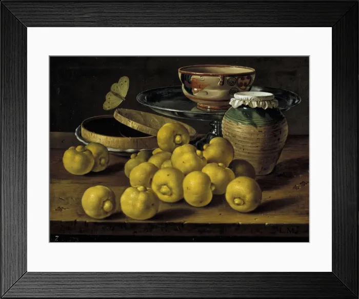 Framed Print : Still life with limes, jam pot and butterfly, Second Half of the 18th century. Artist: Melendez, Luis Egidio (1716-1780) Framed Print : Still life with limes, jam pot and butterfly, Second Half of the 18th century. Artist: Melendez, Luis Egidio (1716-1780)