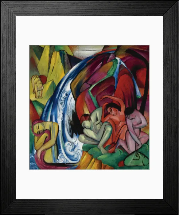 Framed Print : The waterfall (Women under a waterfall), 1912. Artist: Marc, Franz (1880-1916) Framed Print : The waterfall (Women under a waterfall), 1912. Artist: Marc, Franz (1880-1916)
