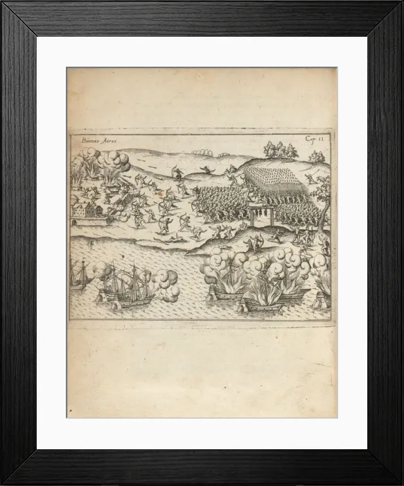Framed Print : Buenos Aires (From Vera historia... by Ulrich Schmidel), 1599. Artist: Anonymous Framed Print : Buenos Aires (From Vera historia... by Ulrich Schmidel), 1599. Artist: Anonymous