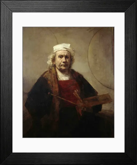 Framed Print : Self portrait with two circles, ca 1665-1669. Artist: Rembrandt van Rhijn (1606-1669) Framed Print : Self portrait with two circles, ca 1665-1669. Artist: Rembrandt van Rhijn (1606-1669)