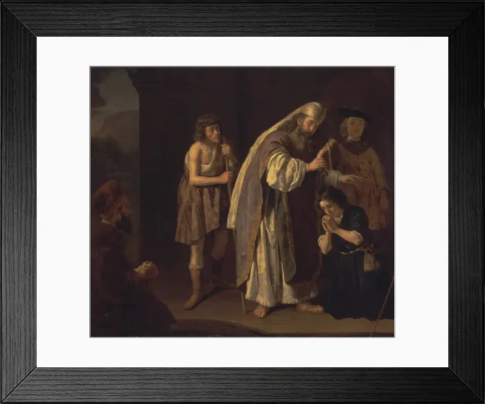 Framed Print : The Anointing of David, c. 1645. Artist: Victors, Jan (1619-after 1676)