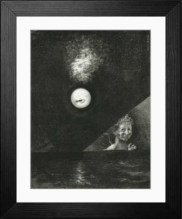 Framed Print : On the Horizon, the Angel of Certitude, and in the Dark Sky, a Questioning Glance. Series: For Edgar Artist: Redon, Odilon (1840-1916) Framed Print : On the Horizon, the Angel of Certitude, and in the Dark Sky, a Questioning Glance. Series: For Edgar Artist: Redon, Odilon (1840-1916)