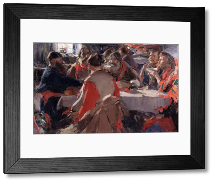 Framed Print : Tea drinking. Artist: Arkhipov, Abram Yefimovich (1862-1930) Framed Print : Tea drinking. Artist: Arkhipov, Abram Yefimovich (1862-1930)