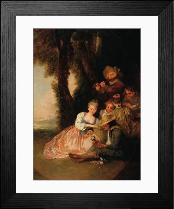 Framed Print : The Declaration Of Love, c. 1716. Artist: Watteau, Jean Antoine (1684-1721) Framed Print : The Declaration Of Love, c. 1716. Artist: Watteau, Jean Antoine (1684-1721)