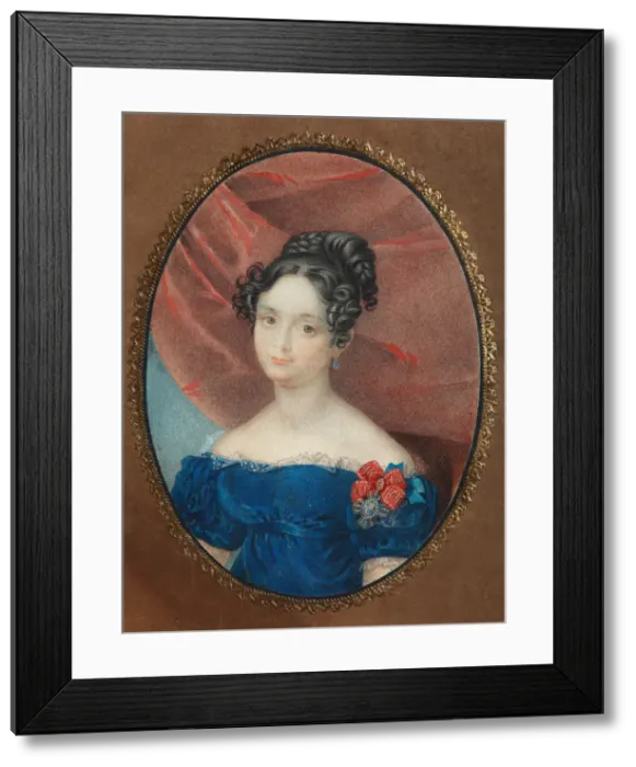 Framed Print : Portrait of Maria Jakovlevna Naryshkina (1789-1854), nee Lobanova-Rostovskaya, 1840s. Artist: Anonymous Framed Print : Portrait of Maria Jakovlevna Naryshkina (1789-1854), nee Lobanova-Rostovskaya, 1840s. Artist: Anonymous