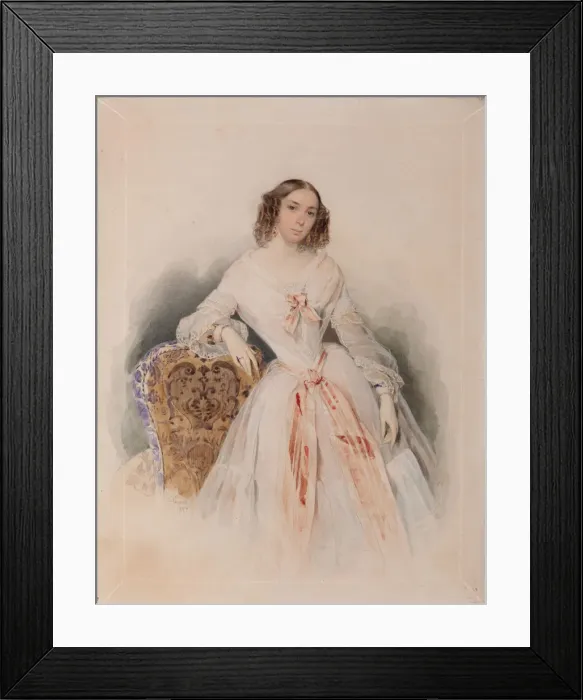 Framed Print : Portrait of Praskovia Nikolaevna Ryumina (1821-1897), 1847. Artist: Sokolov, Pyotr Fyodorovich (1791-1848) Framed Print : Portrait of Praskovia Nikolaevna Ryumina (1821-1897), 1847. Artist: Sokolov, Pyotr Fyodorovich (1791-1848)