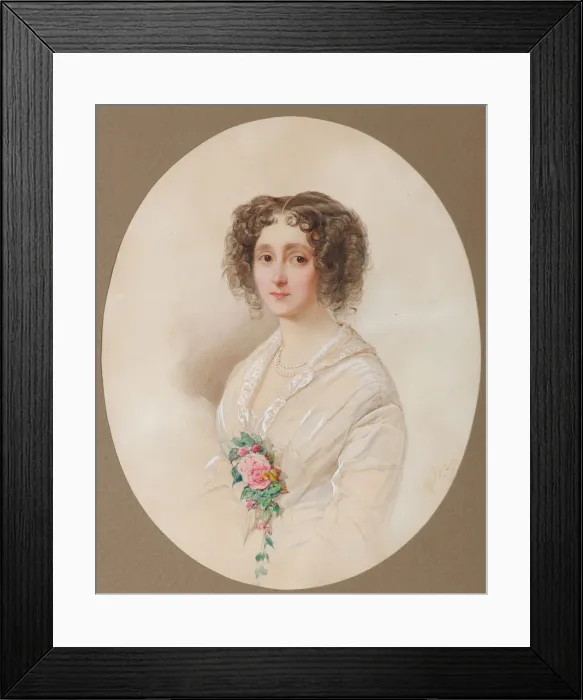 Framed Print : Portrait of Alexandra Mikhaylovna Chelishcheva (1816-1913), 1851. Artist: Hau (Gau), Vladimir Ivanovich (1816-1895) Framed Print : Portrait of Alexandra Mikhaylovna Chelishcheva (1816-1913), 1851. Artist: Hau (Gau), Vladimir Ivanovich (1816-1895)