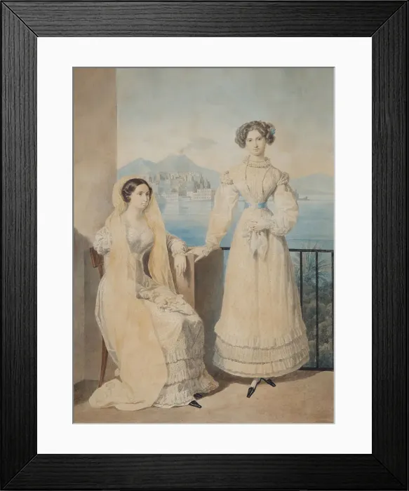 Framed Print : Portrait of Sisters Countesses Dorothea (1804-1863) and Catherine (1803-1888) von Tiesenhausen, 1825 Artist: Briullov, Alexander Pavlovich (1798-1877) Framed Print : Portrait of Sisters Countesses Dorothea (1804-1863) and Catherine (1803-1888) von Tiesenhausen, 1825 Artist: Briullov, Alexander Pavlovich (1798-1877)