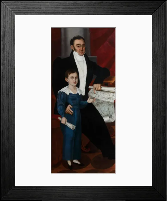 Framed Print : Portrait of Konstantin Rogal-Levitsky with Son Philipp, c. 1830. Artist: Anonymous Framed Print : Portrait of Konstantin Rogal-Levitsky with Son Philipp, c. 1830. Artist: Anonymous