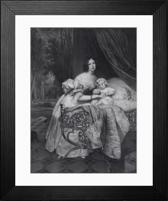 Framed Print : Portrait of Maria Irineevna Buteneva, nee Chreptowicz (1811-1890) with Daughter Maria (1835-1905), 1 Artist: Noel, Leon (1807-1884) Framed Print : Portrait of Maria Irineevna Buteneva, nee Chreptowicz (1811-1890) with Daughter Maria (1835-1905), 1 Artist: Noel, Leon (1807-1884)