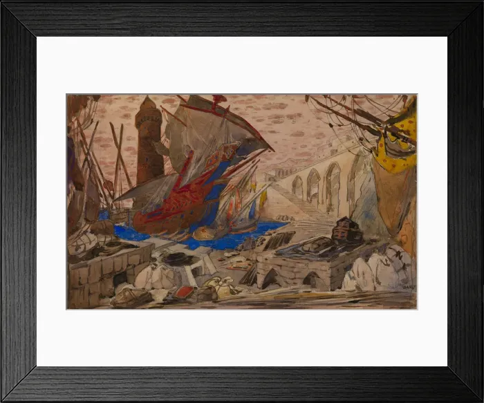 Framed Print : Set Design for La Pisanelle ou la mort parfumee by Gabriele d Annunzio, 1913. Artist: Bakst, Leon (1866-1924) Framed Print : Set Design for La Pisanelle ou la mort parfumee by Gabriele d Annunzio, 1913. Artist: Bakst, Leon (1866-1924)