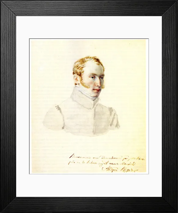 Framed Print : Portrait of Decembrist Baron Andrei von Rosen (1799-1884), 1832. Artist: Bestuzhev, Nikolai Alexandrovich (1791-1855) Framed Print : Portrait of Decembrist Baron Andrei von Rosen (1799-1884), 1832. Artist: Bestuzhev, Nikolai Alexandrovich (1791-1855)