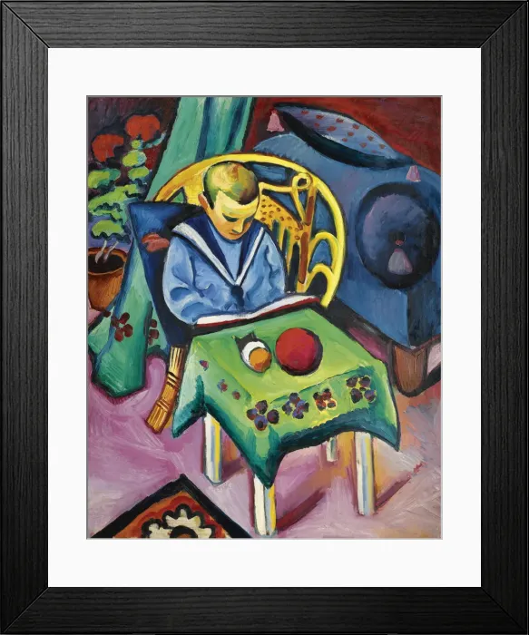 Framed Print : Boy with book and toys, 1912. Artist: Macke, August (1887-1914) Framed Print : Boy with book and toys, 1912. Artist: Macke, August (1887-1914)