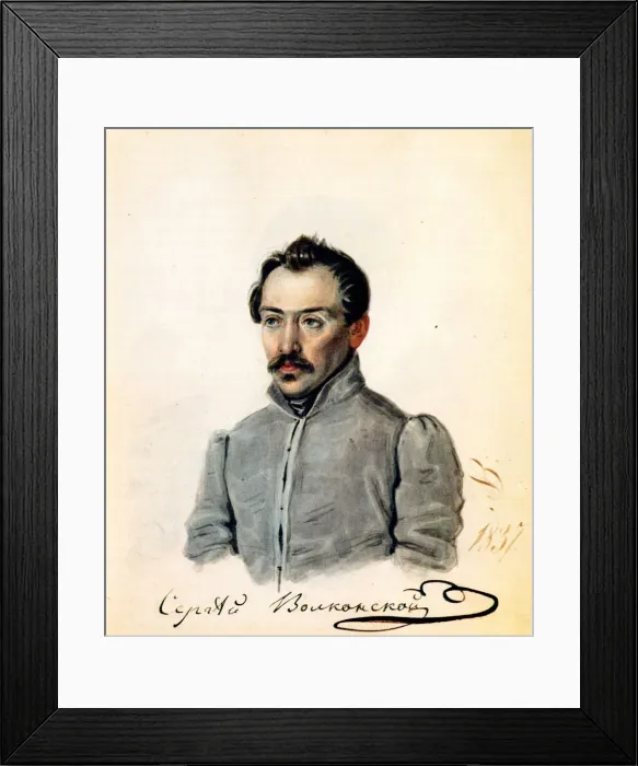 Framed Print : Portrait of Decembrist count Sergey Volkonsky (1788-1865), 1837. Artist: Bestuzhev, Nikolai Alexandrovich (1791-1855) Framed Print : Portrait of Decembrist count Sergey Volkonsky (1788-1865), 1837. Artist: Bestuzhev, Nikolai Alexandrovich (1791-1855)