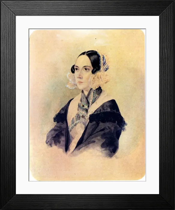Framed Print : Portrait of Decembrist Baroness Anna von Rosen (1797-1883), 1832. Artist: Bestuzhev, Nikolai Alexandrovich (1791-1855) Framed Print : Portrait of Decembrist Baroness Anna von Rosen (1797-1883), 1832. Artist: Bestuzhev, Nikolai Alexandrovich (1791-1855)