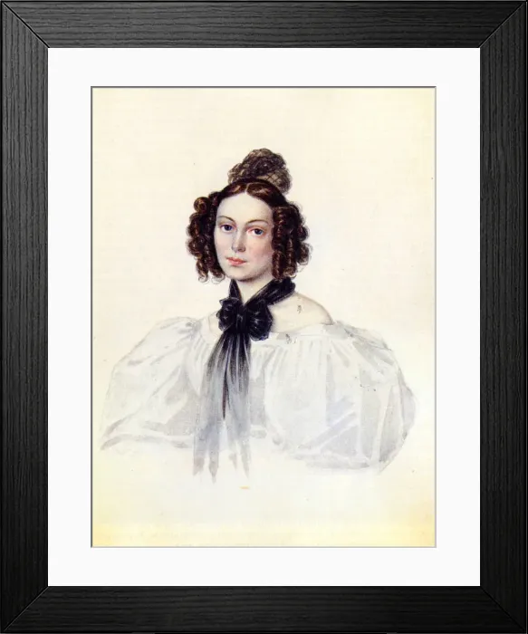 Framed Print : Portrait of Camilla Ivasheva (Le Dantieau) (1808-1839), wife of Decembrist Vasily Ivashev, 1831. Artist: Bestuzhev, Nikolai Alexandrovich (1791-1855) Framed Print : Portrait of Camilla Ivasheva (Le Dantieau) (1808-1839), wife of Decembrist Vasily Ivashev, 1831. Artist: Bestuzhev, Nikolai Alexandrovich (1791-1855)