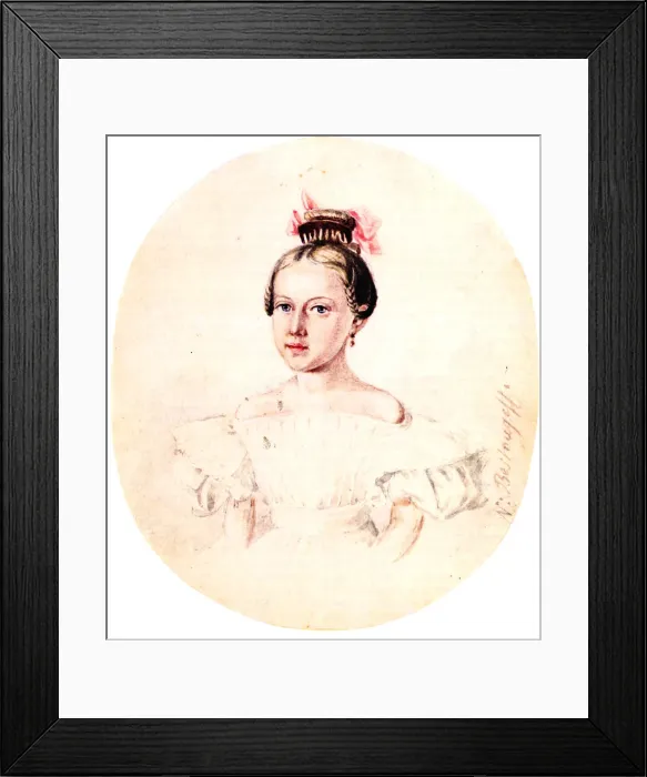 Framed Print : Portrait of Olga Annenkova, daughter of Decembrist Iwan Annenkow, 1836. Artist: Bestuzhev, Nikolai Alexandrovich (1791-1855) Framed Print : Portrait of Olga Annenkova, daughter of Decembrist Iwan Annenkow, 1836. Artist: Bestuzhev, Nikolai Alexandrovich (1791-1855)