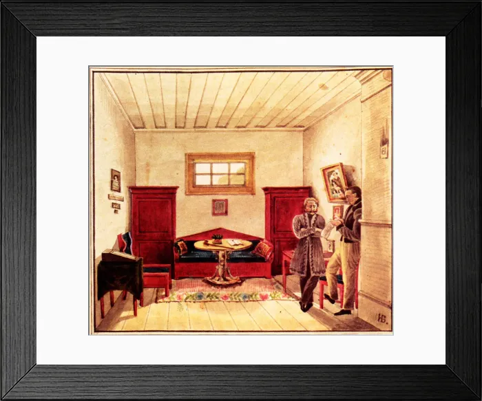 Framed Print : Prison cell of Decembrist Nikolai Panov (1803-1850) in the Peter prison, 1830-1839. Artist: Bestuzhev, Nikolai Alexandrovich (1791-1855)