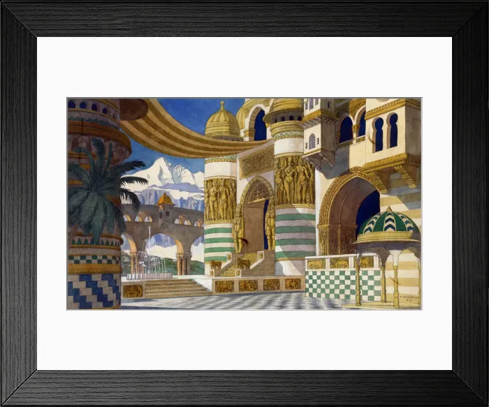Framed Print : Stage design for the opera Ruslan and Ludmila by M. Glinka, 1913. Artist: Bilibin, Ivan Yakovlevich (1876-1942)
