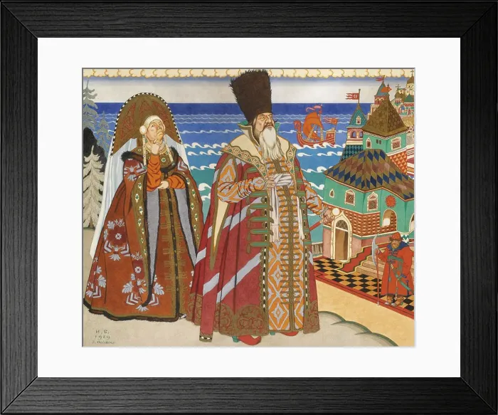 Framed Print : Illustration to the The Tale of the Fisherman and the Fish, 1908. Artist: Bilibin, Ivan Yakovlevich (1876-1942) Framed Print : Illustration to the The Tale of the Fisherman and the Fish, 1908. Artist: Bilibin, Ivan Yakovlevich (1876-1942)