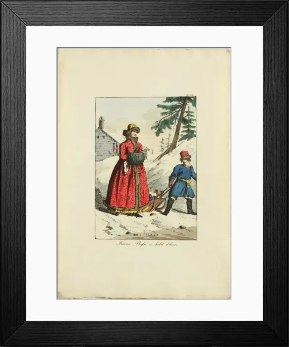 Framed Print : Russian Winter Clothing (From Moeurs et Costumes des Russes), 1817. Artist: Haubigant, Armand Gustave (1789-1862) Framed Print : Russian Winter Clothing (From Moeurs et Costumes des Russes), 1817. Artist: Haubigant, Armand Gustave (1789-1862)