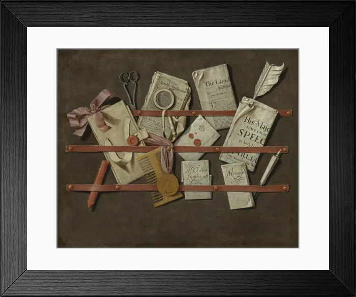 Framed Print : Trompe-l oeil, 1698. Artist: Collier, Edwaert (1642-1708) Framed Print : Trompe-l oeil, 1698. Artist: Collier, Edwaert (1642-1708)