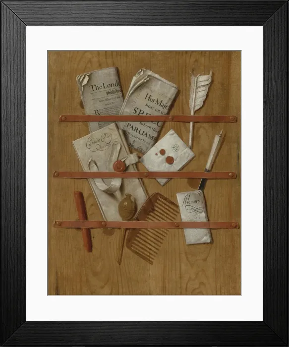 Framed Print : Trompe-l oeil, 1696. Artist: Collier, Edwaert (1642-1708) Framed Print : Trompe-l oeil, 1696. Artist: Collier, Edwaert (1642-1708)