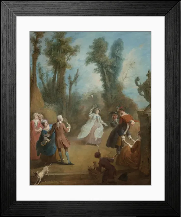 Framed Print : Elegant Figures Playing Shuttlecock in a Park, ca 1730. Artist: Quillard, Pierre-Antoine (1701-1733) Framed Print : Elegant Figures Playing Shuttlecock in a Park, ca 1730. Artist: Quillard, Pierre-Antoine (1701-1733)