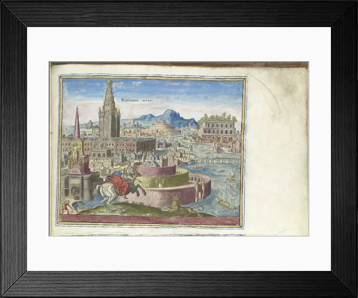 Framed Print : The Walls of Babylon (from the series The Eighth Wonders of the World), 1572. Artist: Galle, Philipp (Philips) (1537-1612) Framed Print : The Walls of Babylon (from the series The Eighth Wonders of the World), 1572. Artist: Galle, Philipp (Philips) (1537-1612)