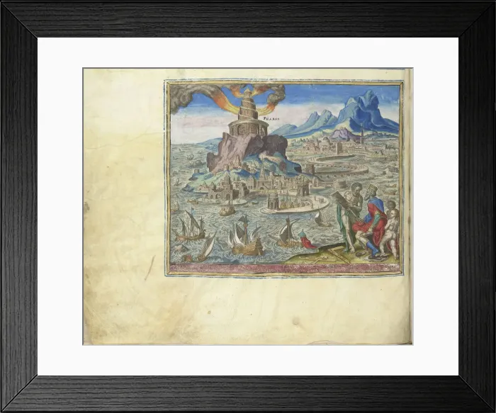 Framed Print : The Lighthouse at Alexandria (from the series The Eighth Wonders of the World), 1572. Artist: Galle, Philipp (Philips) (1537-1612) Framed Print : The Lighthouse at Alexandria (from the series The Eighth Wonders of the World), 1572. Artist: Galle, Philipp (Philips) (1537-1612)