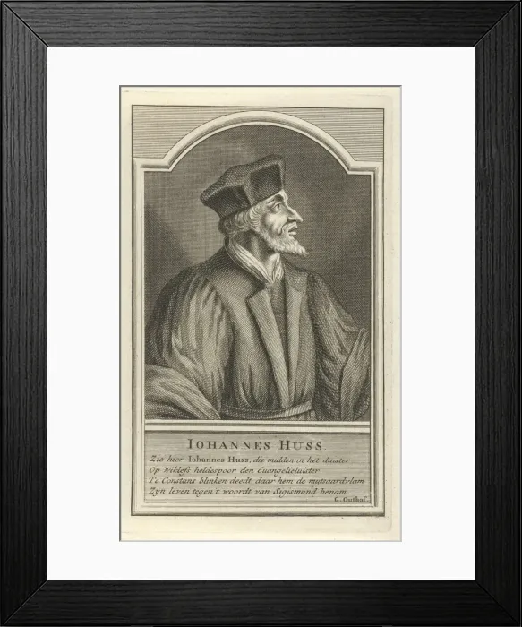 Framed Print : Portrait of John Hus, c. 1710. Artist: Laan, Adolf van der (1684-1755) Framed Print : Portrait of John Hus, c. 1710. Artist: Laan, Adolf van der (1684-1755)