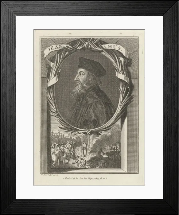 Framed Print : Portrait of John Hus, ca 1720. Artist: Picart, Bernard (1673?1733) Framed Print : Portrait of John Hus, ca 1720. Artist: Picart, Bernard (1673?1733)