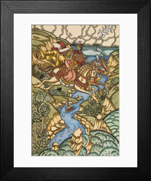 Framed Print : Illustration for the Fairy tale Marya Morevna, 1913-1915. Artist: Bilibin, Ivan Yakovlevich (1876-1942) Framed Print : Illustration for the Fairy tale Marya Morevna, 1913-1915. Artist: Bilibin, Ivan Yakovlevich (1876-1942)