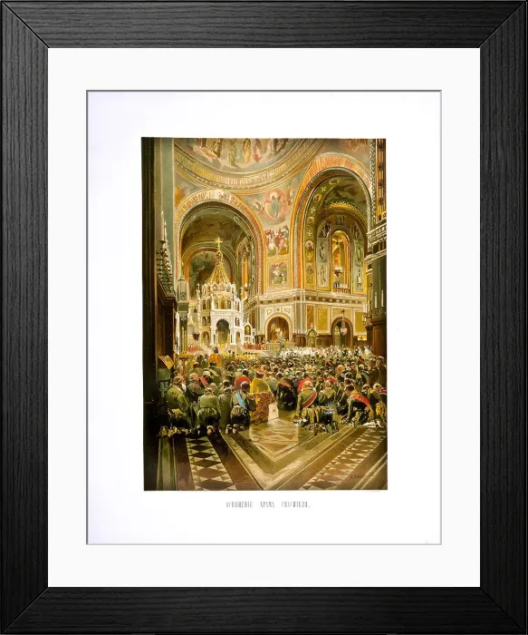 Framed Print : Consecration of the Cathedral of Christ the Saviour. Coronation of Empreror Alexander III and Empres Artist: Makovsky, Nikolai Yegorovich (1842-1886)