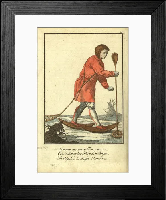 Framed Print : Ostyak on a stoat hunt, 1799. Artist: Georgi, Johann Gottlieb (1729-1802) Framed Print : Ostyak on a stoat hunt, 1799. Artist: Georgi, Johann Gottlieb (1729-1802)