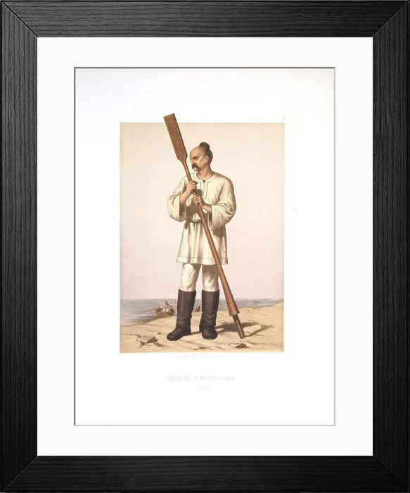 Framed Print : The garment of Grand Prince Sviatoslav I of Kiev, 1877. Artist: Strekalov, Stepan Stepanovich (1813-1893) Framed Print : The garment of Grand Prince Sviatoslav I of Kiev, 1877. Artist: Strekalov, Stepan Stepanovich (1813-1893)