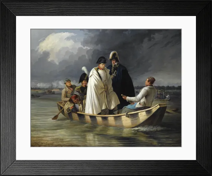 Framed Print : Napoleon leaving the Lobau after the defeat at the battle of Aspern, 1845. Artist: Perger, Anton Ritter von (1809-1876) Framed Print : Napoleon leaving the Lobau after the defeat at the battle of Aspern, 1845. Artist: Perger, Anton Ritter von (1809-1876)