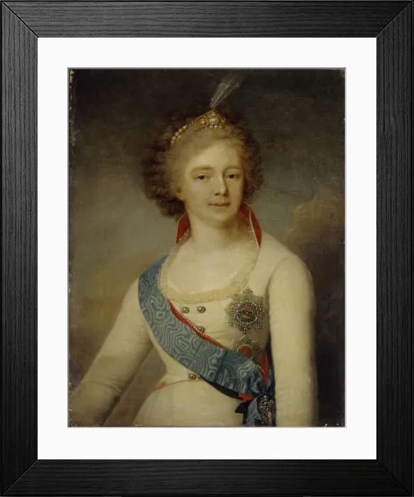 Framed Print : Portrait of Empress Maria Feodorovna (1759-1828) in the Chevalier Guard uniform, 1796. Artist: Borovikovsky, Vladimir Lukich (1757-1825) Framed Print : Portrait of Empress Maria Feodorovna (1759-1828) in the Chevalier Guard uniform, 1796. Artist: Borovikovsky, Vladimir Lukich (1757-1825)