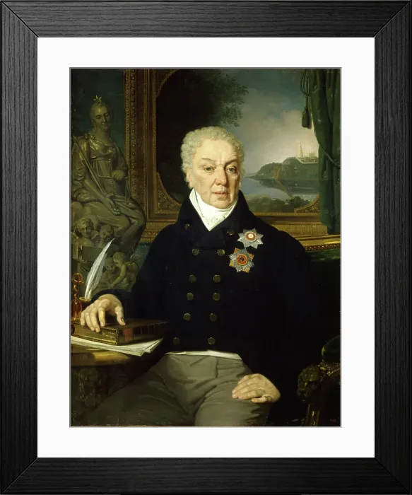 Framed Print : Portrait of the Secretary of State Dmitri Prokofievich Troshchinsky (1754-1829), 1819. Artist: Borovikovsky, Vladimir Lukich (1757-1825) Framed Print : Portrait of the Secretary of State Dmitri Prokofievich Troshchinsky (1754-1829), 1819. Artist: Borovikovsky, Vladimir Lukich (1757-1825)