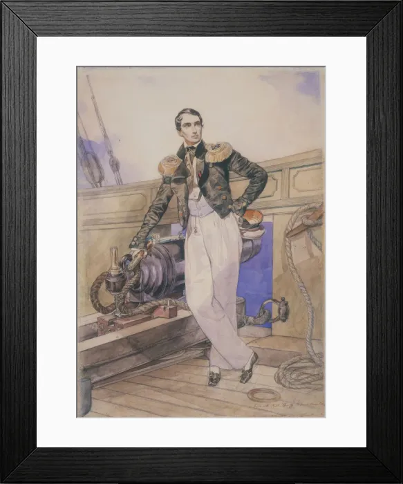Framed Print : Vladimir Alexeyevich Kornilov aboard the brig Themistocles, 1835. Artist: Briullov, Karl Pavlovich (1799-1852) Framed Print : Vladimir Alexeyevich Kornilov aboard the brig Themistocles, 1835. Artist: Briullov, Karl Pavlovich (1799-1852)