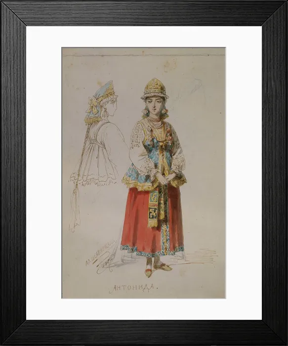 Framed Print : Costume design for the opera A Life for the Tsar by M. Glinka, 1867. Artist: Charlemagne, Adolf (1826-1901) Framed Print : Costume design for the opera A Life for the Tsar by M. Glinka, 1867. Artist: Charlemagne, Adolf (1826-1901)
