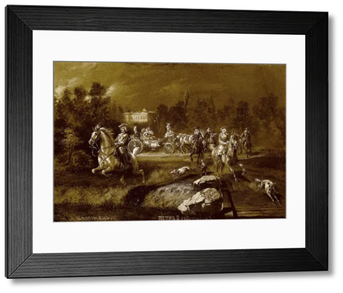 Framed Print : Peter II in Peterhof. Artist: Charlemagne, Adolf (1826-1901) Framed Print : Peter II in Peterhof. Artist: Charlemagne, Adolf (1826-1901)