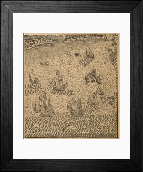 Framed Print : Peter the Greats Fleet at the Onega Bay, ca 1707. Artist: Anonymous Framed Print : Peter the Greats Fleet at the Onega Bay, ca 1707. Artist: Anonymous