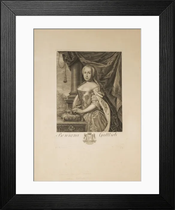 Framed Print : Portrait of Benigna Gottlieb von Biron (1703-1782), Duchess of Courtland. Artist: Anonymous Framed Print : Portrait of Benigna Gottlieb von Biron (1703-1782), Duchess of Courtland. Artist: Anonymous
