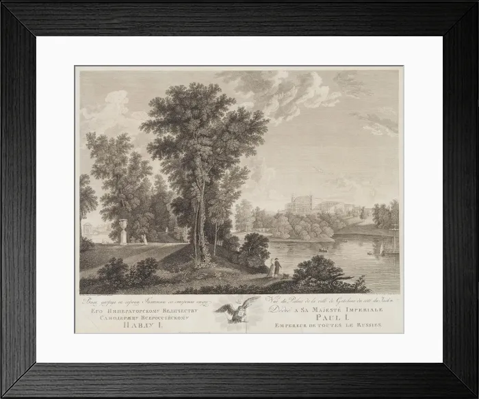 Framed Print : View of the Palace in Gatchina from the Park, 1799-1800. Artist: Chessky (Cheskoy), Ivan Vasilievich (1782-1848)