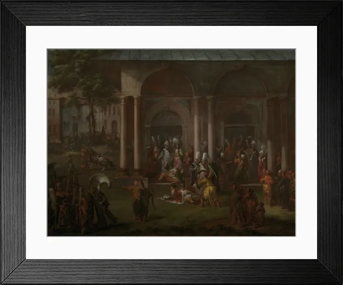 Framed Print : The Murder of Patrona Halil and his Fellow Rebels. Artist: Vanmour (Van Mour), Jean-Baptiste (1671-1737) Framed Print : The Murder of Patrona Halil and his Fellow Rebels. Artist: Vanmour (Van Mour), Jean-Baptiste (1671-1737)