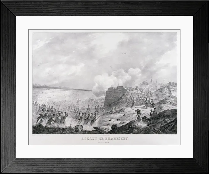 Framed Print : The storming the Brailov fortress on June 15, 1828, 1829. Artist: Beggrov, Karl Petrovich (1799-1875) Framed Print : The storming the Brailov fortress on June 15, 1828, 1829. Artist: Beggrov, Karl Petrovich (1799-1875)