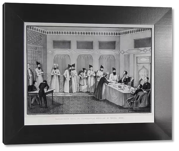 Signing of the Treaty of Turkmenchay, 1828. Artist: Beggrov, Karl Petrovich (1799-1875)